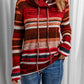 Striped Cowl Neck Tunic Sweatshirt