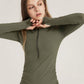 Half-Zip Drawstring Long Sleeve Sports Top