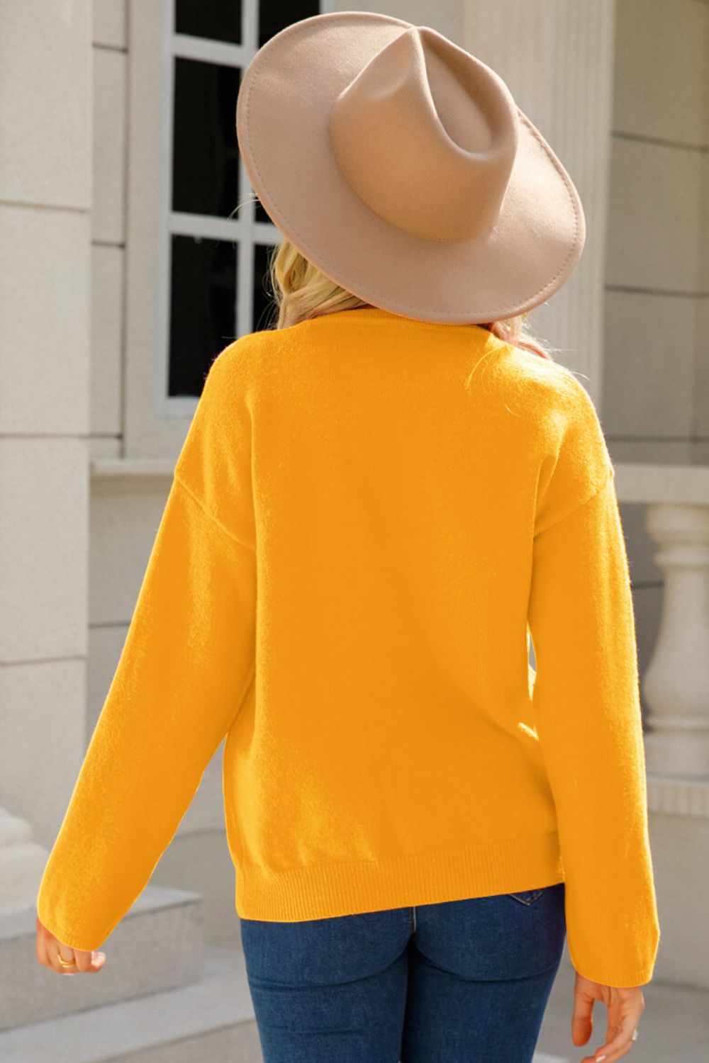 Button-Up Round Neck Cardigan