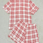 Plaid Lapel Collar Shirt and Shorts Lounge Set