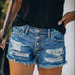 US Flag Distressed Denim Shorts