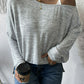 Heathered Asymmetrical Neck Slit Tunic Top
