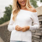 One-Shoulder Long Sleeve Ribbed Top