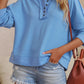 Quarter-Button Exposed Seam Dropped Shoulder Hoodie