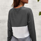 Color Block Waffle Knit V-Neck Top