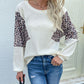 Leopard Color Block Waffle Knit Top