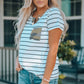 Striped Notched Neck T-Shirt