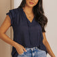 Tie-Neck Flutter Sleeve Blouse