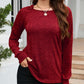 Texture Round Neck Long Sleeve Knit Top