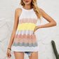Color Block Round Neck Sleeveless Tunic Knit Top