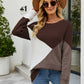Color Block Rib-Knit Round Neck Sweater