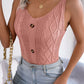 Decorative Button Mixed Knit Tank