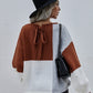 Color Block Tie-Back Dropped Shoulder Knit Pullover