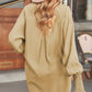 Smocked Lantern Sleeve High-Low Shirt