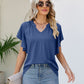Notched Neck Flutter Sleeve Tee