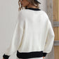 Contrast Trim Drop Shoulder Pullover Sweater