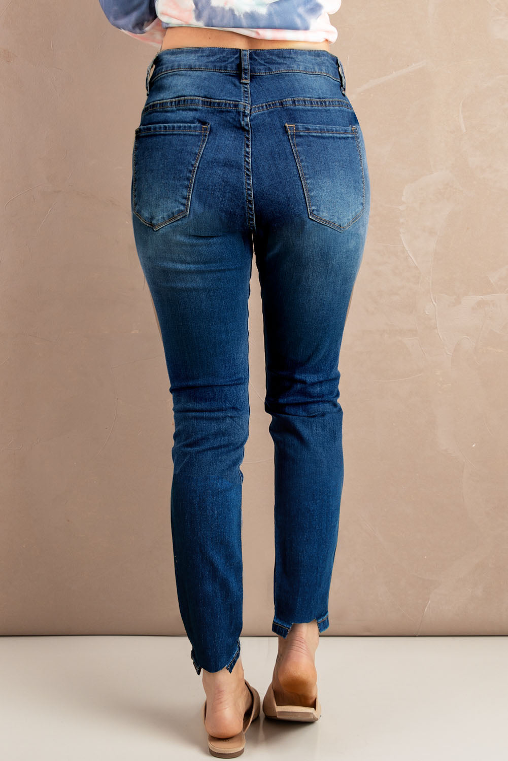 Distressed Hem Detail Skinny Jeans