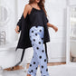 Cami, Robe, and Printed Pants Pajama Set