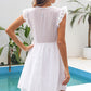Swiss Dot Ruffled Deep V Mini Dress