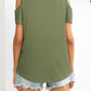 Curved Hem V-Neck Cold-Shoulder Tee