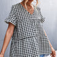 Gingham Flare Sleeve Babydoll Top