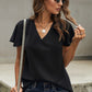 V-Neck Flutter Sleeve Blouse