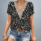 Animal Print V-Neck Petal Sleeve Blouse