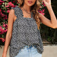 Ditsy Floral Ruffled Square Neck Sleeveless Tank