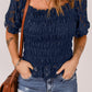 Lace Smocked Flounce Sleeve Blouse