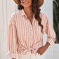 Striped Button-Up Dropped Shoulder Shirt