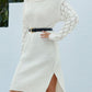 Openwork Side Slit Turtleneck Sweater Dress
