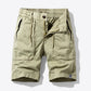 Drawstring Waist Button and Zipper Closure Cargo Shorts