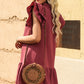 Ruffle Shoulder Tie-Neck Tiered Dress