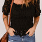 Lace Smocked Flounce Sleeve Blouse