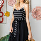 Striped Spaghetti Strap Belted Dress