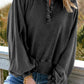 Quarter-Snap Collared Lantern Sleeve Sweatshirt