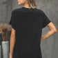 Round Neck Short Sleeve Solid Color Tee