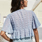 Swiss Dot Tied Flutter Sleeve Cropped Blouse