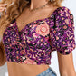 Printed Puff Sleeve Cropped Blouse