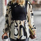 Two-Tone Long Puff Sleeve Blouse