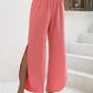 Elastic Waist Slit Wide Leg Pants