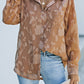 Textured Collared Neck Curved Hem Shirt