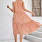 Tie Neck Frill Trim Sleeveless Dress