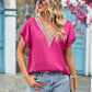 V-Neck Cuffed Blouse