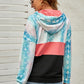 Snake Print Color Block Drawstring Detail Hoodie