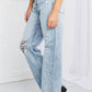 Kancan Button Fly Distressed Raw Hem Straight leg Jeans