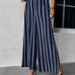 Striped Slit Wide Leg Pants