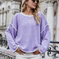 Dropped Shoulder Boat Neck Long Sleeve Sweater