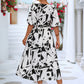 Printed Surplice Balloon Sleeve Dress