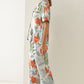 Botanical Print Button-Up Top and Pants Pajama Set